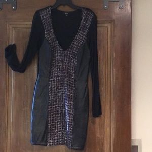 Faux leather and tweed mini dress size L (runs S)